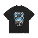 Present T Shirt Blue Flame Skull Wizard Retro Loose