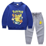 Children Pokemon Pikachu Hoodie & Pant Set Two-Piece Baby Cotton Sweater Set