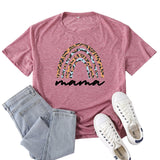 Boy Mama T Shirt Leopard Print Rainbow Mama Pattern Printed T-shirt