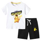 Children Pokemon Pikachu Tshirts & Shorts Cotton Short Sleeve Shorts Two Pieces Neutral
