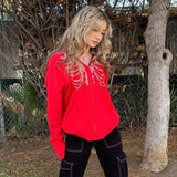 Skeleton Hoodie Autumn Sexy Loose Hooded Zipper Top