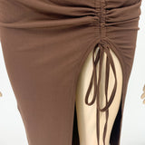 Bella Hadid Dress Fashion Sexy Bandeau Navel Drawstring Dress