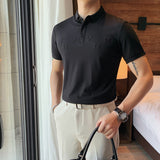 Men Polo Shirts Simple Short Sleeve Lapel T-shirt