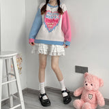 Gothic Lolita Harajuku Style Clothing Preppy Style Contrasting Blue & Pink Ice Cream Love Long Sleeve Sweater