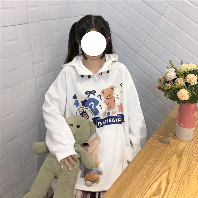 Gothic Lolita Harajuku Style Clothing Hooded Cute Printed Fleece Hoodie