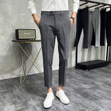 Men Trousers Suit Pants Slim Fit