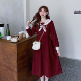 Gothic Lolita Harajuku Style Clothing Autumn Hepburn Style French Waist-Tight Midi Dress