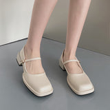 Nude Block Heel Sandals Vintage Leather Shoes