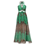 Beth Dutton Bohemian Dress Summer Spring Midi Dresses Sexy Leopard Print Backless Dress Chiffon Maxi Dress
