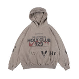 Rrr123 Hoodie Hip Hop Retro Distressed Casual Loose-Fitting Hoodie Sweatshirt