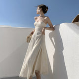 Fairy Dress Lace Strap Dress Women Vintage Summer Sexy Seaside Vacation Dress