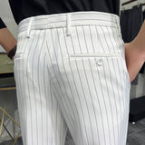 Men Trousers Striped Small Suit Pants Men