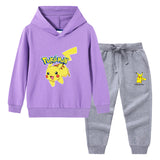 Children Pokemon Pikachu Hoodie & Pant Set Hooded Sweater Trousers Two-Piece Baby Cotton Sweater Set
