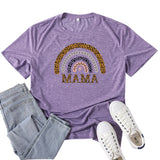 Boy Mama T Shirt Leopard Print Rainbow Mama Pattern Printed T-shirt