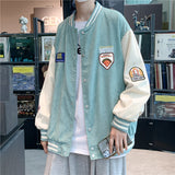 Corduroy Patch Jacket Baseball Uniform Men's Corduroy Jacket Casual Top