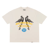 Present T Shirt Angel Print Distressed Loose Couple