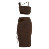 Women Top & Skirt 2 Piece Set Summer Vest Slim Fit Sexy Cutout Skirt Suit
