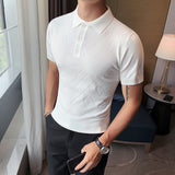 Men Short Sleeve T-Shirt Thin Knitted Polo Shirt