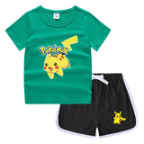 Children Pokemon Pikachu Tshirts & Shorts Leisure Sports Suction Suit Neutral