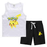Children Pokemon Pikachu Tshirts & Shorts Vest Middle Pants Sports Casual Thin Two Pieces
