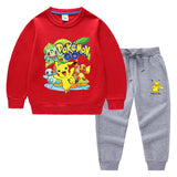 Children Pokemon Pikachu Hoodie & Pant Set Two-Piece Baby Cotton Sweater Set