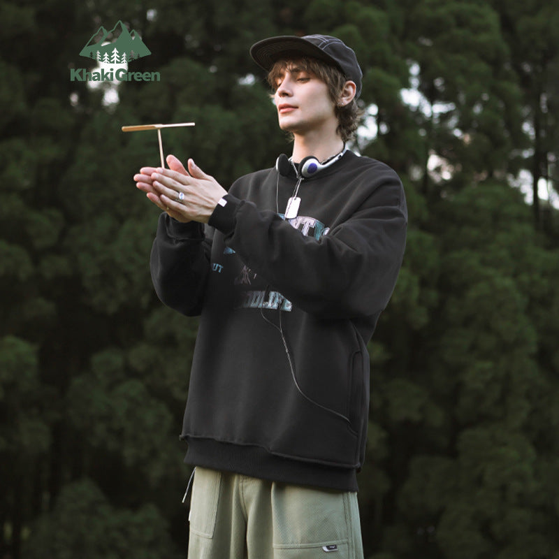 Diana Harvard Sweatshirt Polar Fleece Snow Mountain Letter Chameleon Printed Sweater