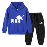 Children Pokemon Pikachu Hoodie & Pant Set Hooded Sweater Trousers Two-Piece Set Baby Cotton