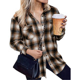 Beth Dutton Outfits Mid-Length Autumn and Winter Loose Lapels Cardigan Plaid Shirt