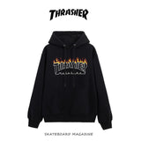 Thrasher Hoodie Autumn and Winter Flame Print Men's Women's Hoodie Brushed Hoody