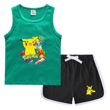 Children Pokemon Pikachu Tshirts & Shorts Casual Sports Sweat-Absorbent Suit Neutral