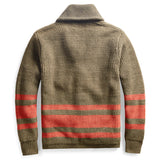 John Dutton Jacket Striped Color Matching Knitted Outer Lapel Zipper Cardigan Outerwear Sweater