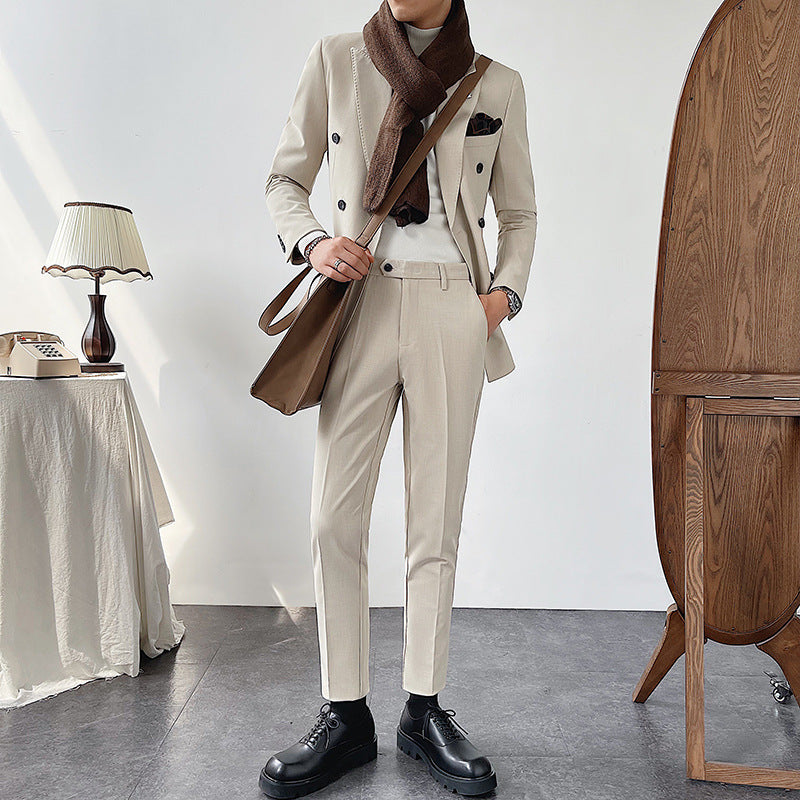 Double Brewed Seersucker Suit Casual Suit Men's Dress