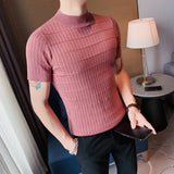 Men Short Sleeve T-Shirt Slim Fit Stretch Casual Top T-shirt