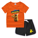 Children Pokemon Pikachu Tshirts & Shorts Casual Sports Undershirt Suit Neutral