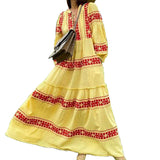 Beth Dutton Bohemian Dress Summer Spring Midi Dresses Autumn Printed Long Sleeve Self-Tie Dress