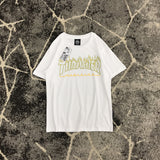 Thrasher T Shirt Summer Classic Flame Line Printed T-shirt Loose