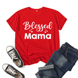 Boy Mama T Shirts Blessed Mama Printed Short-Sleeved Top