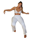 Women Plus Size Jeans Fashionable with Side-Slit Denim Skinny Pants