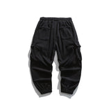 Man Fall Winter Outfis Winter Clothes Loose-Fit Tappered Trousers Boys Solid Color Simple Multi-Pocket Cargo Pants