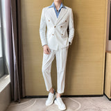 Double Brewed Seersucker Suit Spring Men's Suit Striped Suit