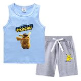 Children Pokemon Pikachu Tshirts & Shorts Summer Vest Middle Pants Sports Casual Thin Two Pieces