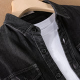 Denim Shirts Spring and Autumn Denim Shirt Men's Long Sleeve Loose Casual