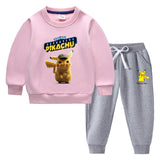 Children Pokemon Pikachu Hoodie & Pant Set Fleece Lined Padded Warm Keeping Winter Clothes Sweatershirt Suit