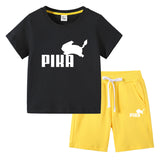 Children Pokemon Pikachu Tshirts & Shorts Cotton Short Sleeve Shorts Two Pieces Neutral