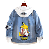 Men and Women Pokemon Pikachu Coat Spring and Autumn Pikachu Anime Denim Hoodie