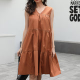Semi Formal Dresses for Wedding Summer Loose Solid Color Dress Women Ruffles