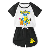 Children Pokemon Pikachu Tshirts & Shorts Short-Sleeved T-shirt Shorts Casual Sports Two-Piece Neutral