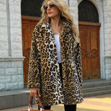Beth Dutton Outfits Leopard Print Stud for Autumn and Winter Suit Collar Mid-Length Imitation Fur Coat Top Women