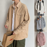 Men's Shirts Spring and Autumn Loose Shirt Lapel Long Sleeve Shirt plus Size