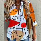 Women Bohemian Shirts Spring and Summer Fashion Long Sleeve Lapel Print Shirt